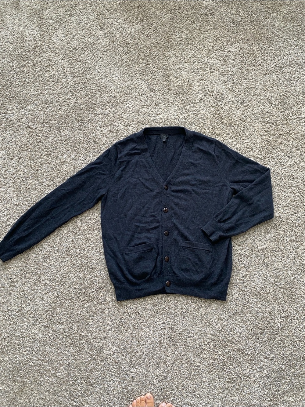 J.Crew Classic Heather Black Merino Wool Women’s Cardigan SZ Medium